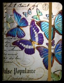 Zápisník s gumičkou 130x180 mm zlatý s motýli