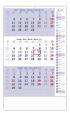 Kalendář nástěnný 2019 - Tříměsíční modrý s poznámkami
