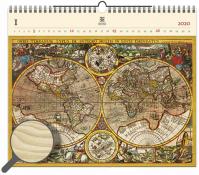 Kalendář nástěnný dřevěný 2020 - Antique Maps