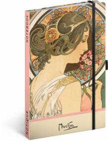 Notes Alfons Mucha – Prvosienka, bodkovaný, 13 × 21 cm