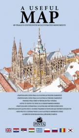 A USEFUL MAP - Praktická mapa centra Prahy s 69 ilustracemi historických památek (modráá)